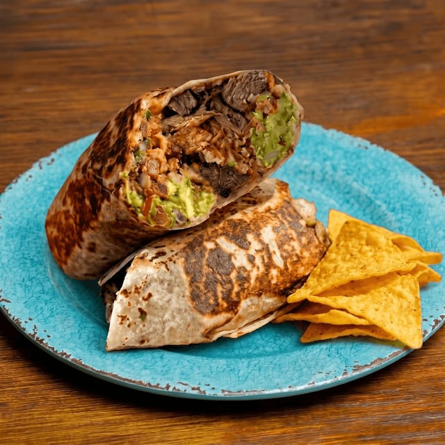 Grilled Skirt Steak Asada Burrito.
